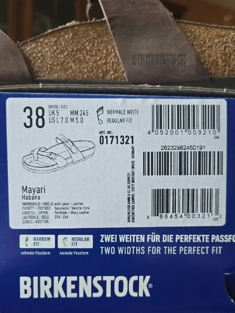 Birkenstock Mayari, Habana Oiled Leather, Size 38 (Reg/Nar Fit)
